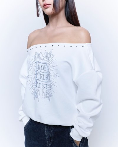 TFF - Off Shoulder Sweater Flex - White