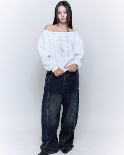 TFF - Off Shoulder Sweater Flex - White