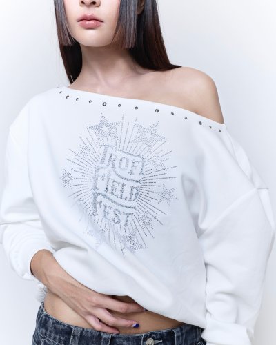 TFF - Off Shoulder Sweater Flex - White
