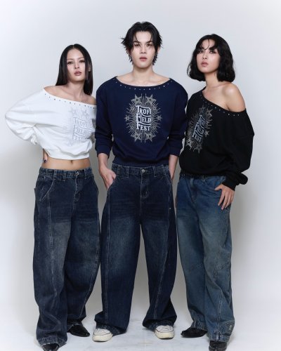 TFF - Off Shoulder Sweater Flex - Navy Blue