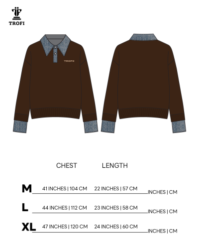 TYT-Layered Collar Sweatshirt-Brown