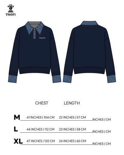 TYT-Layered Collar Sweatshirt-Navy
