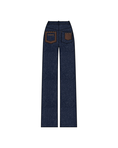 TYT-Contrast Pocket Flared Jeans-Dark Blue