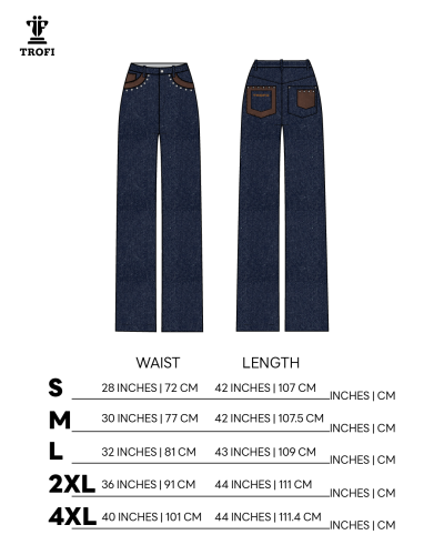 TYT-Contrast Pocket Flared Jeans-Dark Blue