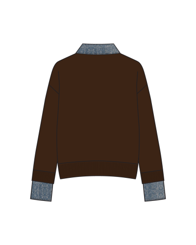 TYT-Layered Collar Sweatshirt-Brown