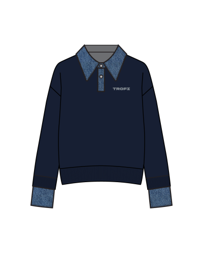 TYT-Layered Collar Sweatshirt-Navy