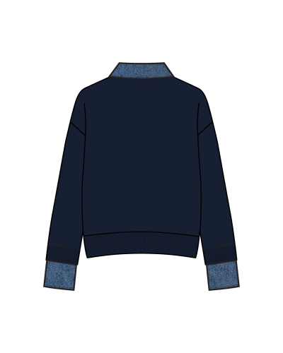 TYT-Layered Collar Sweatshirt-Navy