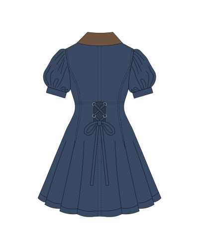 TYT-Puff Sleeve Denim Dress-Blue