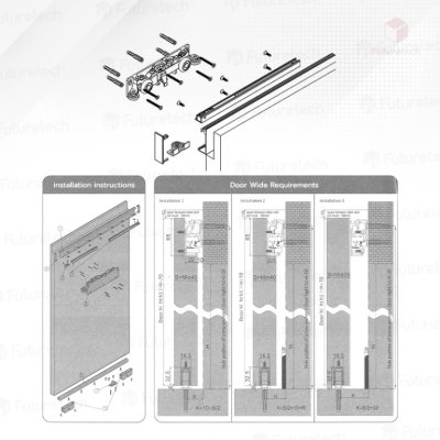 FutureTech อุปกรณ์บานเลื่อนไม้ แบบซ่อนราง SDC33