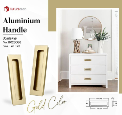 FutureTech มือจับฝัง อลูมิเนียม เเชมป์เปญโกลด์เเฮร์ใลน์ (96,128mm.)