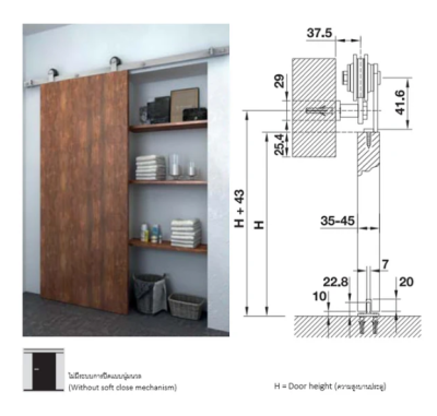 HAFELE อุปกรณ์บานเลื่อนรูปแบบ Loft 499.72.090