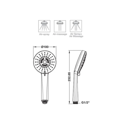 HAFELE ชุดฝักบัวพร้อมสายและขอแขวน ปรับ 3 ระดับ สีดำ