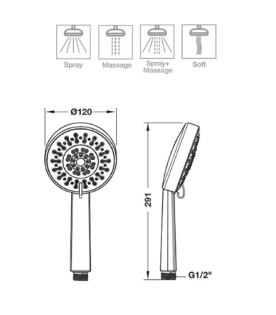 HAFELE ชุดฝักบัวพร้อมสายและขอแขวน ปรับ 4 ระดับ