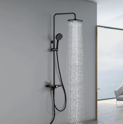 HAFELE ชุดฝักบัวยืนอาบ 220 พร้อมวาล์วเปลี่ยนทิศทางน้ำและชั้นวาง