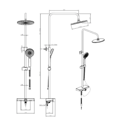 HAFELE ชุดฝักบัวยืนอาบ 220 พร้อมวาล์วเปลี่ยนทิศทางน้ำและชั้นวาง