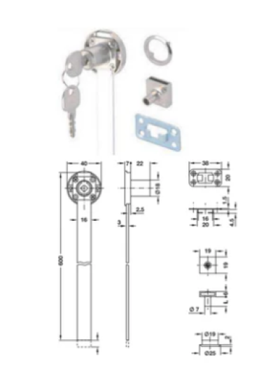 HAFELE กุญแจล็อคตลอดด้านข้าง 3 ลิ้นชัก รุ่น Symo E