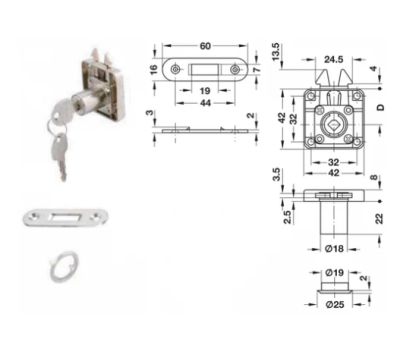 HAFELE HAFELE กุญแจล็อคบานเลื่อน SYMO