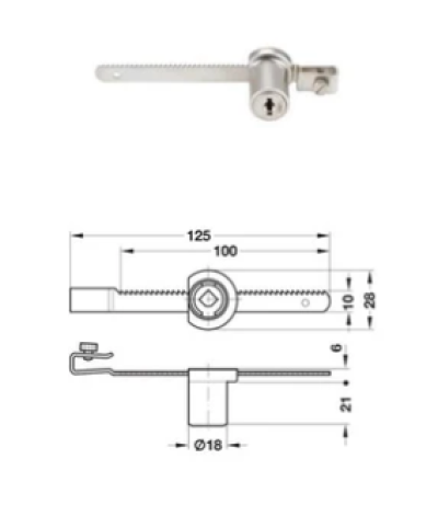 HAFELE กุญแจล็อคกระจกบานเลื่อนเดี่ยวSYMO3000