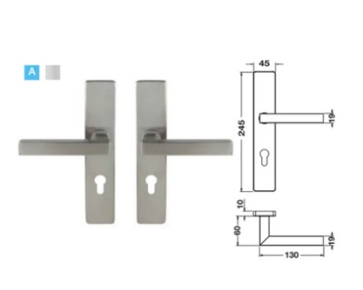HAFELE ชุดมือจับก้านโยกเพลทยาวสแตนเลสสตีล รุ่น พรีเมียม (สำหรับประตูทางเข้า)