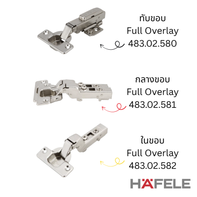 HAFELE บานพับถ้วย 35 มม. Soft Closing 483.02.580 , 483.02.581 , 483.02.582