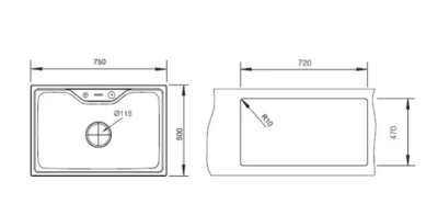 HAFELE อ่างล้างจานแบบติดตั้งบนเคาน์เตอร์: อีริส ซีรี่ย์