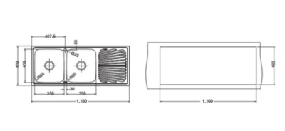 HAFELE อ่างล้างจานแบบติดตั้งบนเคาน์เตอร์: เอลการ์ ซีรี่ย์ - อ่างหลุมซ้าย