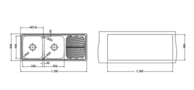 HAFELE อ่างล้างจานแบบติดตั้งบนเคาน์เตอร์: เอลการ์ ซีรี่ย์ - อ่างหลุมขวา