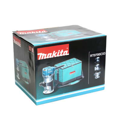 MAKITA RT0700CX3 ทริมเมอร์ กำลังไฟ 710 วัตต์ ขนาด 6 มม. (1/4 นิ้ว), 8 มม. (3/8 นิ้ว) ความเร็วรอบตัวเปล่า 10,000 - 30,000 รอบ/นาที (มากีต้า)