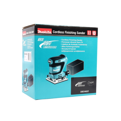 MAKITA DBO482Z เครื่องขัดกระดาษทรายไร้สาย 18 โวลต์ 150 มม. (6 นิ้ว) ความเร็วการขัดต่อนาที 11,000 - 14,000 ความเร็ว/นาที ไม่รวมแบตเตอรี่และแท่นชาร์จ (มากีต้า)