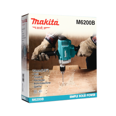 MAKITA M6200B สว่านไฟฟ้า ขนาด 1/2 นิ้ว กำลังไฟ 800 วัตต์ เจาะเหล็ก 13 มม. เจาะไม้ 36 มม. ความเร็วรอบตัวเปล่าสูงสุด 0-700 รอบ/นาที (มากีต้า : MT-Series)
