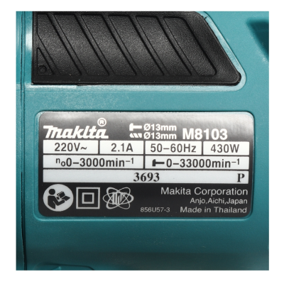 MAKITA M8103B สว่านกระแทกไฟฟ้า ขนาด 13 มม. (1/2 นิ้ว) กำลังไฟ 430 วัตต์ ความเร็วรอบตัวเปล่า 0 - 3,000 รอบ/นาที ประเภท Euro Type (มากีต้า : MT-Series)
