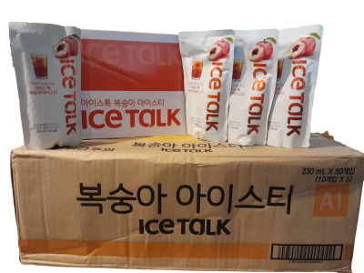 Ice Talk น้ำถุง ขายส่งยกลัง Ice Talk peach iced tea 아이스톡 복숭아 (230 มล.) x 50pcs=1box