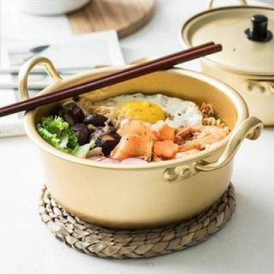 korea yellow pot หม้อเกาหลี หม้อต้มมาม่าเกาหลี หม้อ หม้ออลูมิเนียมเคลือบทองอโนไดท์ นำเข้าจากเกาหลี 황냄비