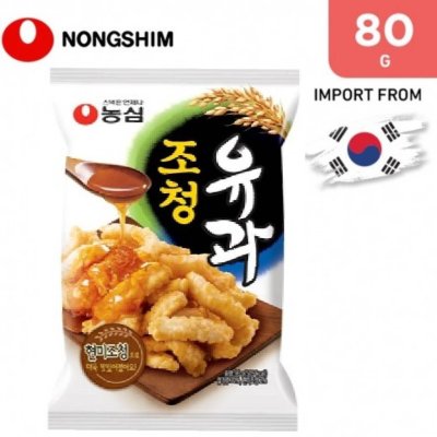 nongshim cho chung u-gua rice snack 80g. 조청유과ขนมอบกรอบเกลียวเคลือบไซรัป
