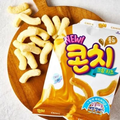 ขนมเกาหลี คราวน์ คอร์น รสครีมชีส crown corn cheese cream 66g  크라운제과 콘치 크림치즈 product from korea