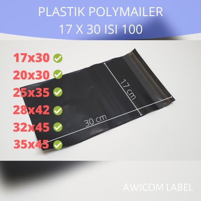 17x30 POLYMAILER Plastik Packing ukuran 17 x 30 cm isi 100
