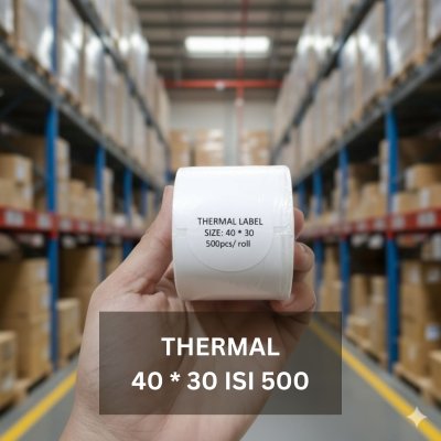 Label Barcode Direct Thermal 40x30 40 x 30 mm core 1" isi 500 pcs cup minuman