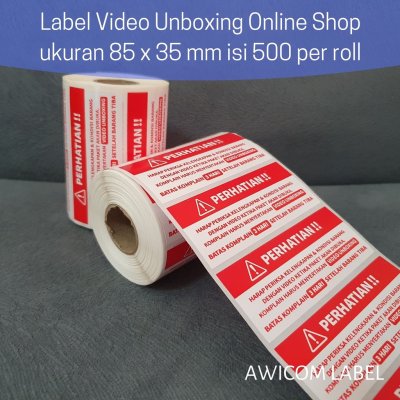 Label Sticker Video Unboxing Stiker Perhatian Pengiriman Online Shop (3 HARI) 85 x 35 mm isi 500 pcs