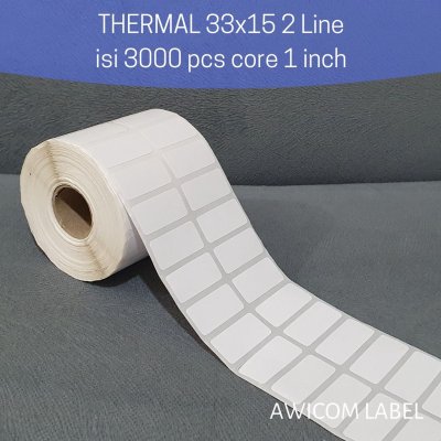 Label Thermal 33x15 33 x 15 mm 2 line core 1" isi 3000