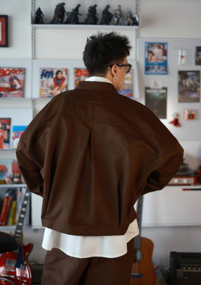 WIDE PLEAT CROP JACKET (Fabric from Japan)