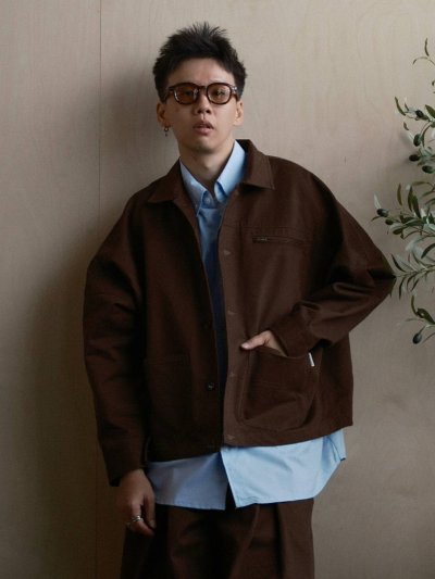 WIDE PLEAT CROP JACKET (Fabric from Japan)