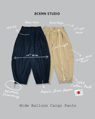 Wide Balloon Cargo Pants BCKMN STUDIO (Fabric from Japan)