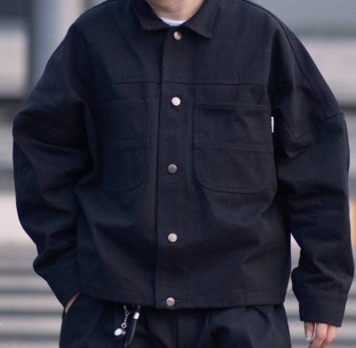 Wide Denim Crop Jacket 13oz. BCKMN STUDIO