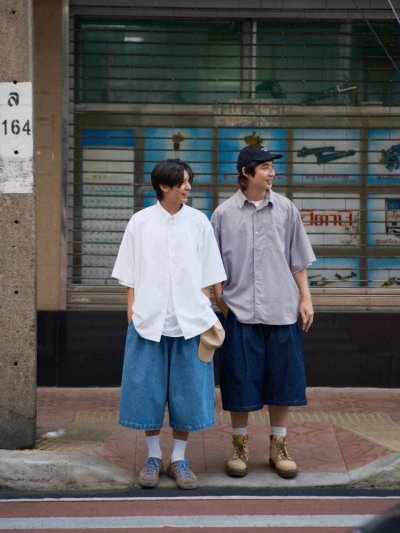 Wide Balloon Half Jeans ยีนส์ขาสั้นผ้าญี่ปุ่น