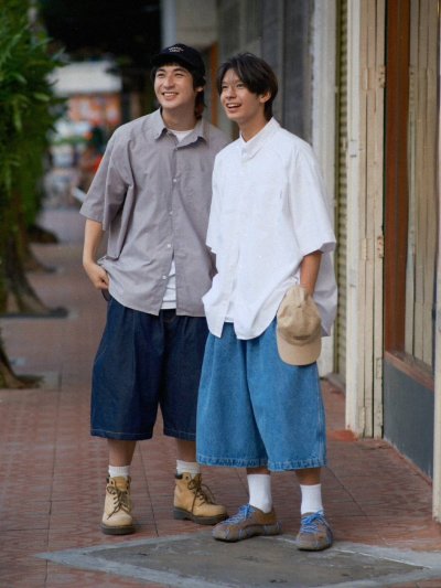 Wide Balloon Half Jeans ยีนส์ขาสั้นผ้าญี่ปุ่น