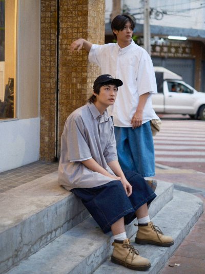 Wide Balloon Half Jeans (Fabric from Japan)