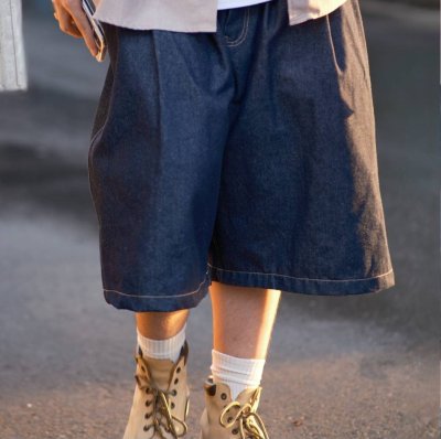 Wide Balloon Half Jeans (Fabric from Japan)