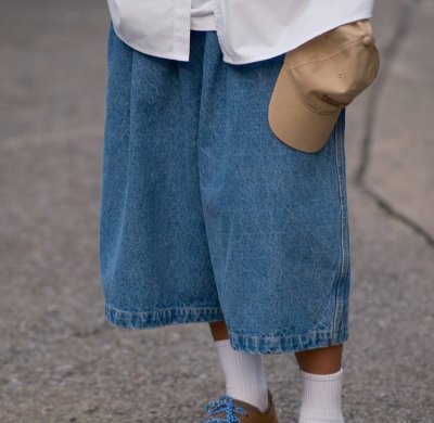 Wide Balloon Half Jeans (Fabric from Japan)