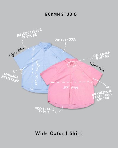 Wide Oxford Shirt Short Sleeve BCKMN STUDIO - Festive Colors