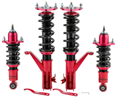 โช๊คอัพ ฮอนด้า ซีวิค คอยล์โอเวอร์ ปรับได้ 24 ระดับ maXpeedingrods Coilovers โช้คอัพสำหรับ Honda Civic ES 7 Gen 2001 2002 2003 2004 2005 Fit Acura RSX DC5 สีแดง